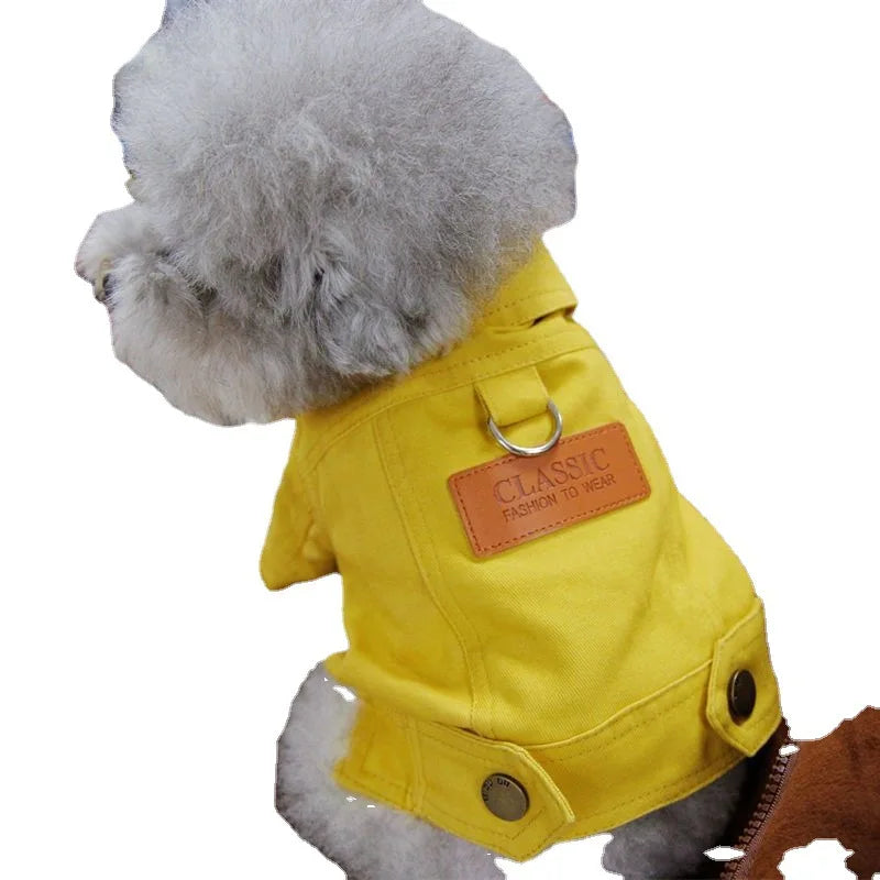 Spring Dog Suit Outfits Denim Coat Clothes for Small Medium Dogs with