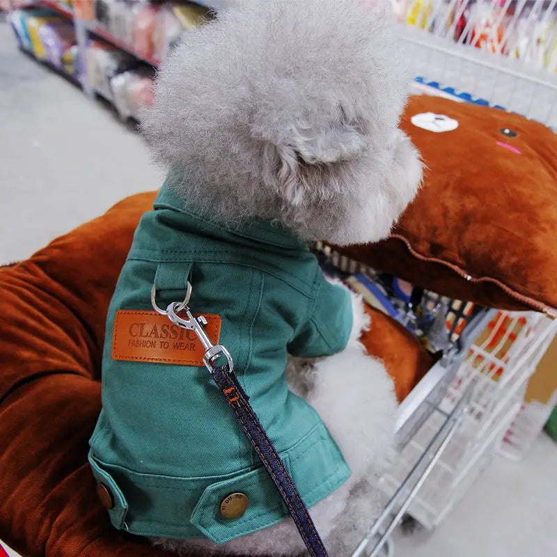 Spring Dog Suit Outfits Denim Coat Clothes for Small Medium Dogs with