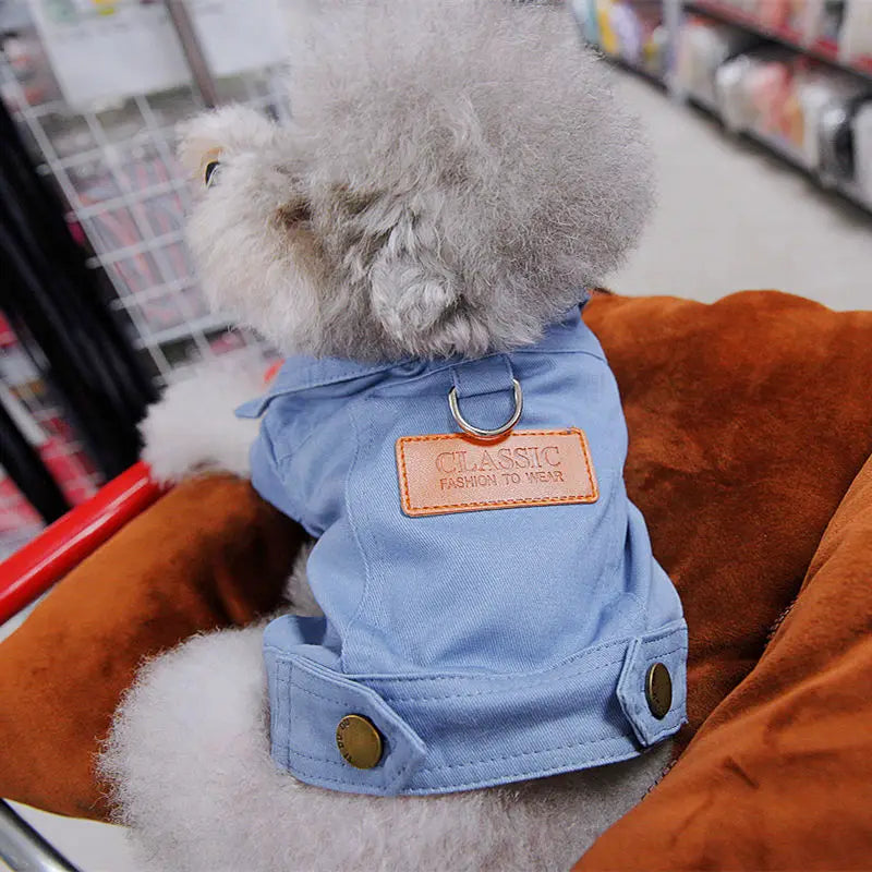 Spring Dog Suit Outfits Denim Coat Clothes for Small Medium Dogs with