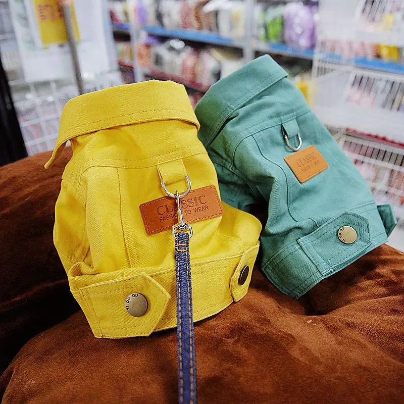 Spring Dog Suit Outfits Denim Coat Clothes for Small Medium Dogs with